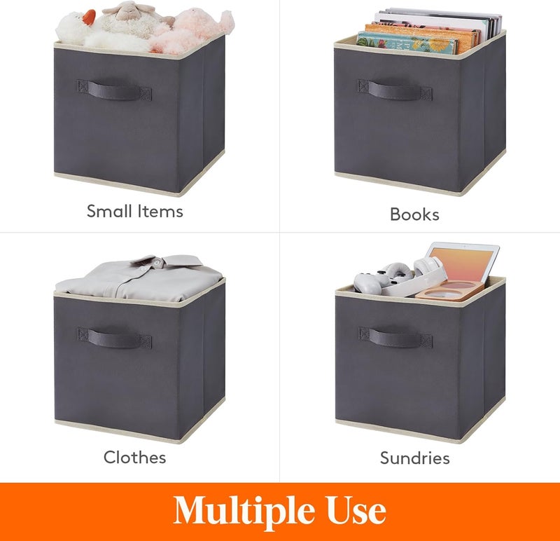 Lifewit Folding Storage Cubes, Fabric Storage Baskets, Storage Boxes with Handles, Storage Boxes for Closet, Clothes, Toys, 26.5 x 26.5 x 28 cm, 18 L, Set of 12, Grey - Image 4