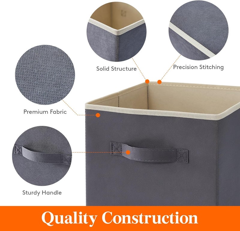 Lifewit Folding Storage Cubes, Fabric Storage Baskets, Storage Boxes with Handles, Storage Boxes for Closet, Clothes, Toys, 26.5 x 26.5 x 28 cm, 18 L, Set of 12, Grey - Image 3