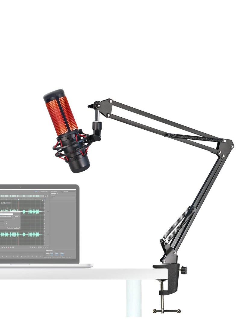 حامل ميكروفون بذراع ذراع، حامل ذراع مقص قابل للتعديل لـ HyperX QuadCast، ميكروفون مكثف USB QuadCast S RGB من SUNMON (بدون ميكروفون) - Image 2