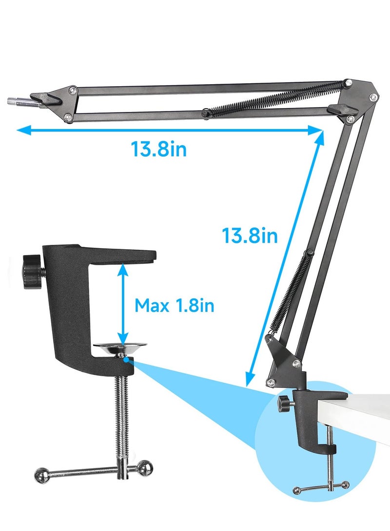 حامل ميكروفون بذراع ذراع، حامل ذراع مقص قابل للتعديل لـ HyperX QuadCast، ميكروفون مكثف USB QuadCast S RGB من SUNMON (بدون ميكروفون) - Image 4
