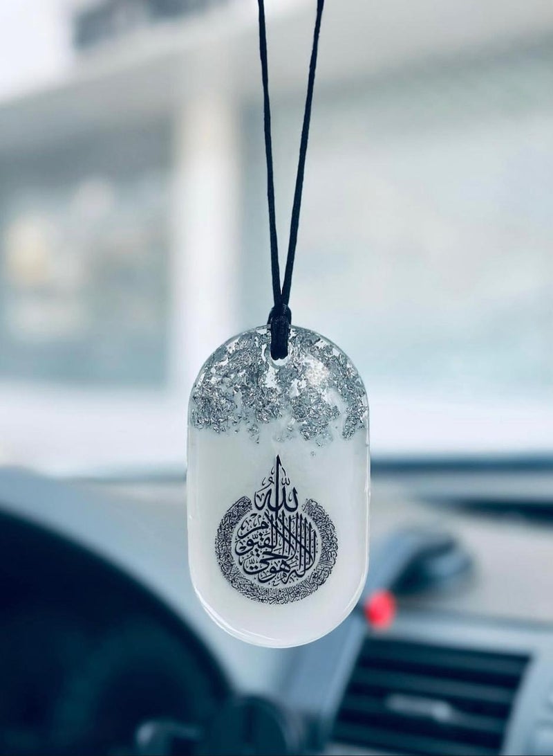 An elegant car pendant embroidered with silver leaf from luxurious resin - Image 1