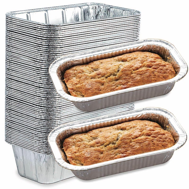 Spare Essentials 65 Pack 2Lb Foil Bread Pans for Baking Disposable Bread Pans  Perfect for Baking Banana Bread Cakes  Meatloaf  2 Pound Aluminum Pans for Food Serving  85 X 45 X 25