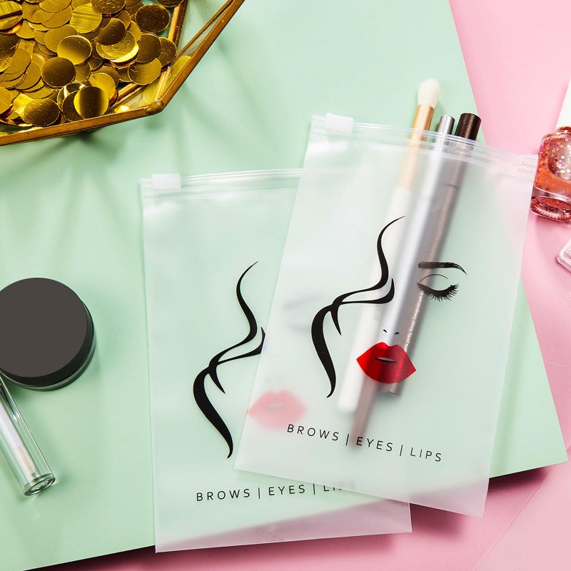 Shappy 100 Pieces Eyebrow Microblading Aftercare Bags 4 x 6 Inches Eyelash Makeup Bags Empty Mini Cosmetic Bags Lipstick Travel Pouch Reusable Lash Storage Case for Eyelash Lipstick Eyebrow - Image 5