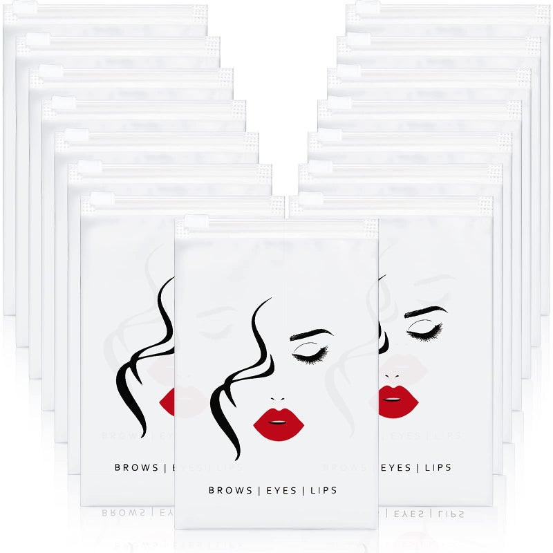 Shappy 100 Pieces Eyebrow Microblading Aftercare Bags 4 x 6 Inches Eyelash Makeup Bags Empty Mini Cosmetic Bags Lipstick Travel Pouch Reusable Lash Storage Case for Eyelash Lipstick Eyebrow - Image 1