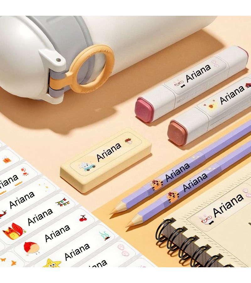 150pcs Transparent Cartoon Personalized Name Stickers Colorful Labels For Office Stationery Pencil Cup Organizer Multi Functional Sealing Marking Stickers Polyester Material - Image 4