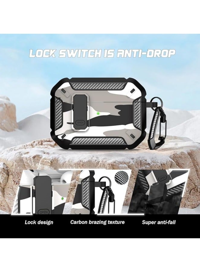 Airpods 4 Case, Airpods 4th Generation Case with Lock, Airpods 4th Generation Case, Hard Shell Rugged Shockproof Case with Keychain for Apple Airpods 4 2024 (Camouflage Gray) - Image 5