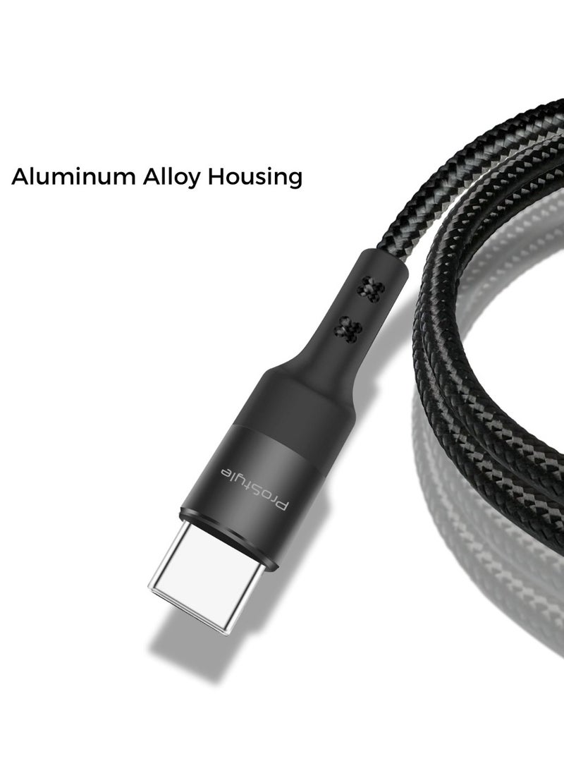 Prostyle 100W USB Type C to C 1.2 Meter Cable Nylon Braided (C to C) Compatible For iPhone 16 15 Pro Max iPad Pro Air mini 6 MacBook Pro Air Galaxy S24 S23 Ultra Z Fold - Black  - Image 5