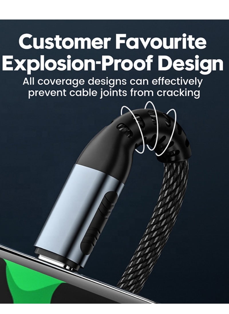 Prostyle 100W USB Type C to C 1.2 Meter Cable Nylon Braided (C to C) Compatible For iPhone 16 15 Pro Max iPad Pro Air mini 6 MacBook Pro Air Galaxy S24 S23 Ultra Z Fold - Black  - Image 2