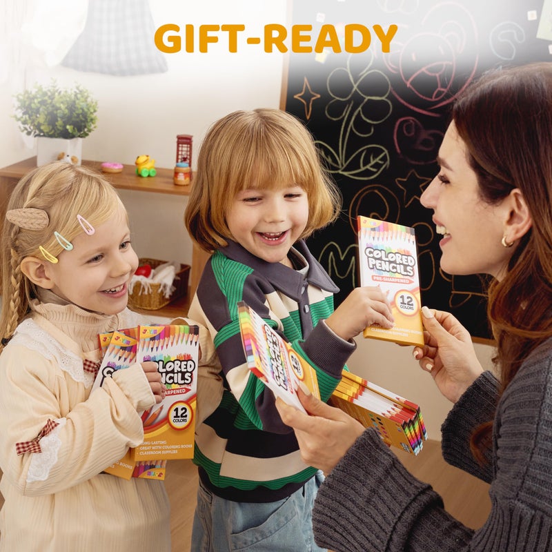 JOYIN 432 Count Colored Pencils Bulk, Pre-sharpened Colored Pencils for Kids 4+, Bulk Coloring Pencils School Supplies for Teachers, Classroom Prizes (12 Assorted Colors, Individual Pack of 36) - Image 4