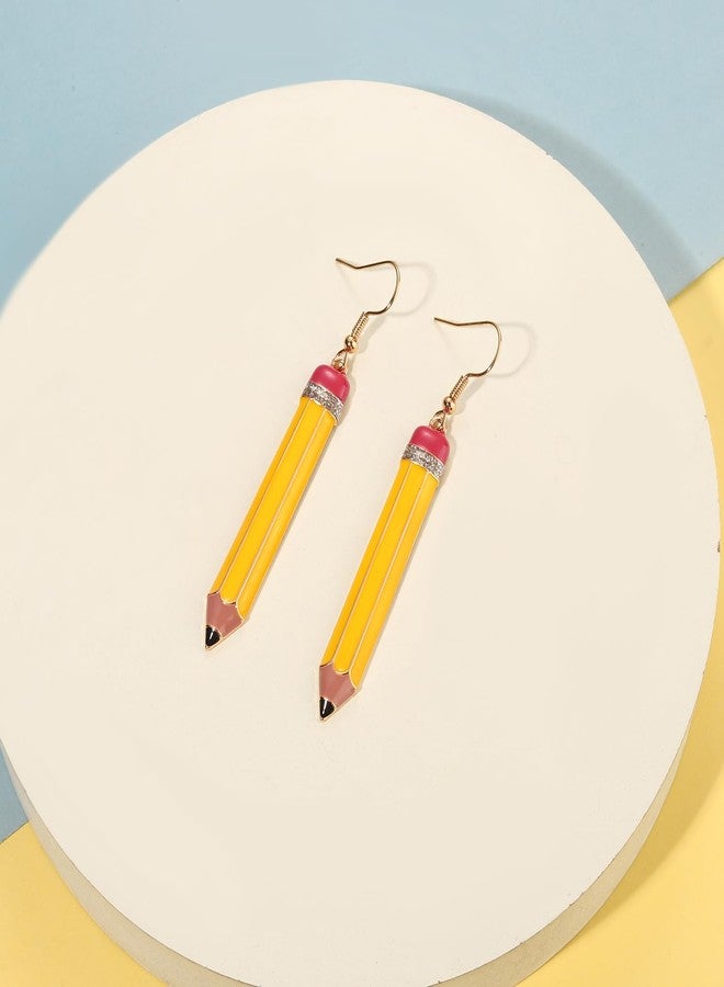 PHALIN Teacher Jewelry Set for Women Yellow Pencil Pendant Necklace Brooch Dangle Earrings Teacher Appreciation Gifts Accessories Back to School Outfits (Style A) - Image 5