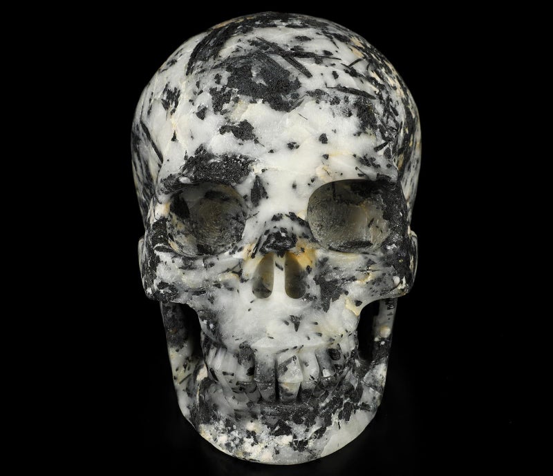 Skullis Skullis 5.0"" Black Tourmaline Crystal Skull  Hand Carved Gemstone Fine Art Sculpture  Reiki Healing Stone Statue.2837  - Image 2
