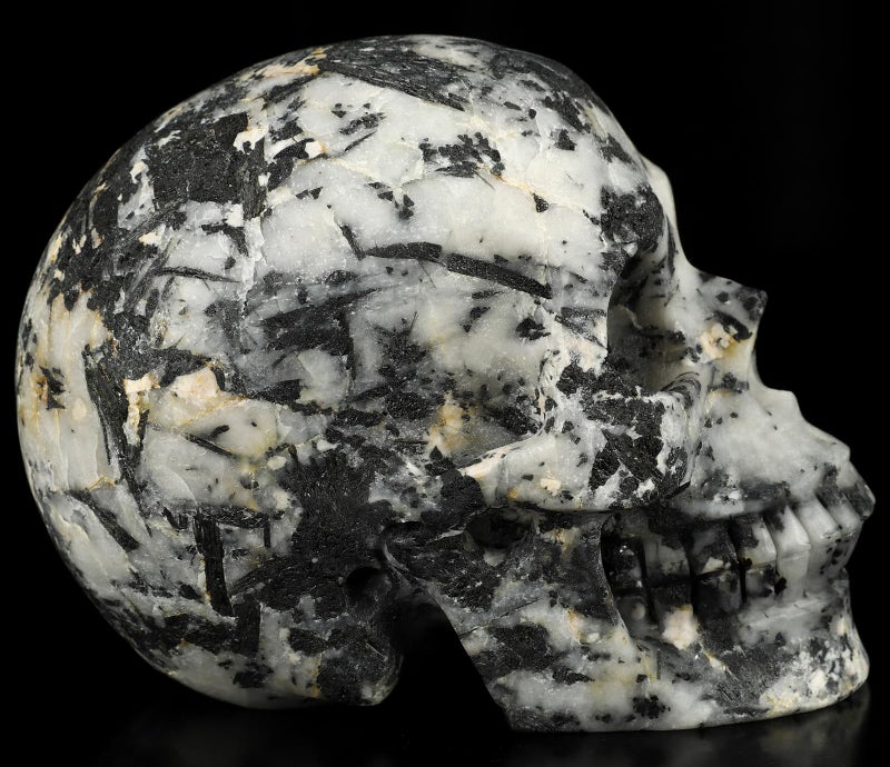 Skullis Skullis 5.0"" Black Tourmaline Crystal Skull  Hand Carved Gemstone Fine Art Sculpture  Reiki Healing Stone Statue.2837  - Image 4