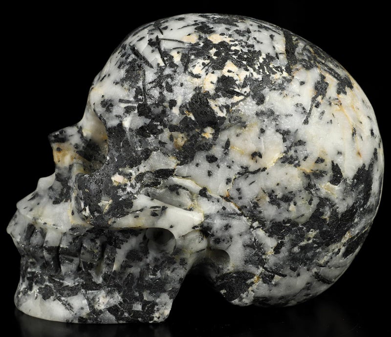 Skullis Skullis 5.0"" Black Tourmaline Crystal Skull  Hand Carved Gemstone Fine Art Sculpture  Reiki Healing Stone Statue.2837  - Image 3