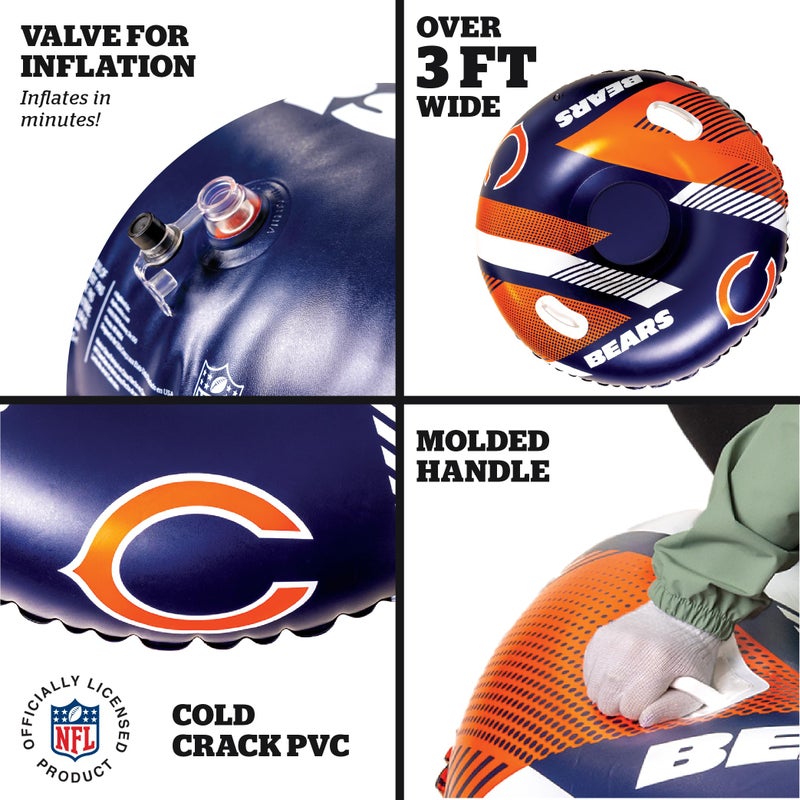 بيج ماوث ألعاب BigMouth Chicago Bears NFL Fan Gear الخارجية مرخصة رسميًا - أنبوب ثلج قابل للنفخ بمقابض - Image 3