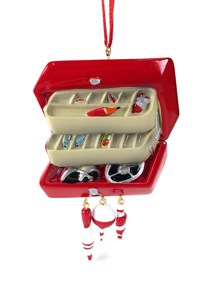 KURT S ADLER TACKLE BOX WITH BOBBERS AND LURES FISHING CHRISTMAS TREE ORNAMENT DECORATION