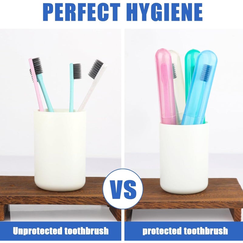 SpiderJuice 4Pc Antibacterial Portable Toothbrush Cover Holder Case for Bathroom and Travel (Random Colours) - Image 4
