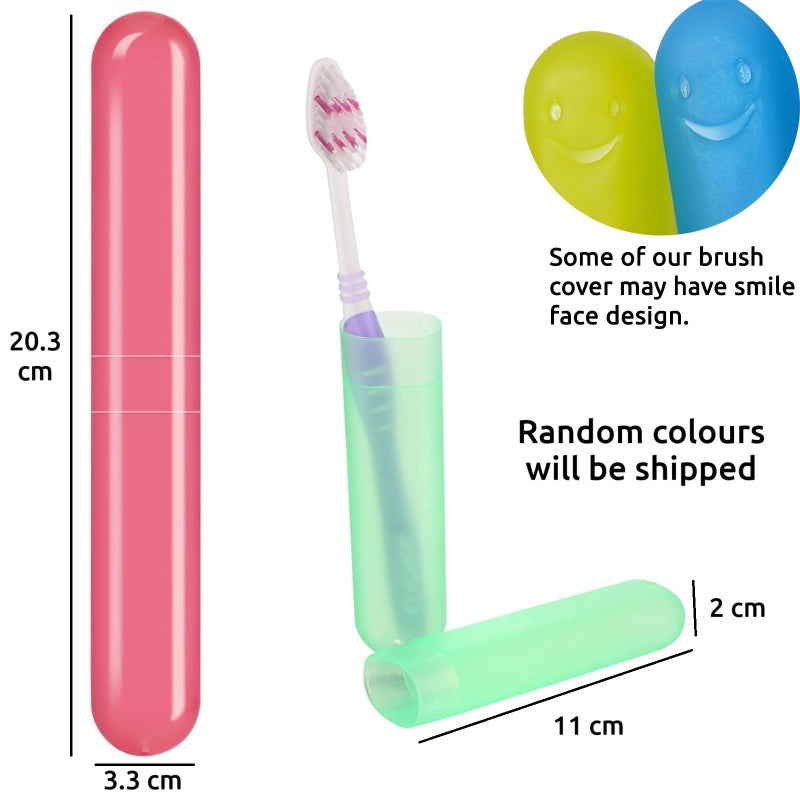 SpiderJuice 4Pc Antibacterial Portable Toothbrush Cover Holder Case for Bathroom and Travel (Random Colours) - Image 3