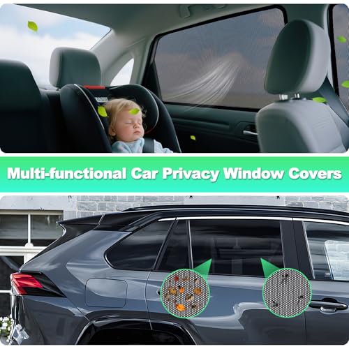 KOCZIL Car Window Shades for 2019-2024 RAV4 Accessories - Rear Side Window Shade for Baby, Breathable Mesh Car Privacy Window Covers, UV Protection and Heat Insulation for Road Trips, Napping, Camping - Image 4