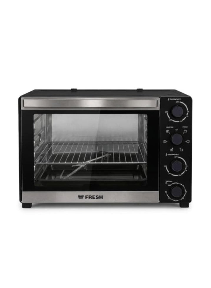Fresh 65L Electric Oven, Black, with LED Switches, Grill and Fan - Image 1