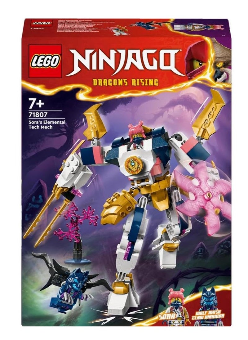 Lego Ninjago Soras Elemental Tech Mech  71807 Building Blocks Toy Set; (209 Pieces)