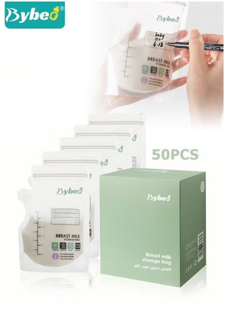Bybeo - 50 Counts Pack Milk Storage Bags Self Standing BPA Free And Leak Proof 8oz/200ML - Image 1
