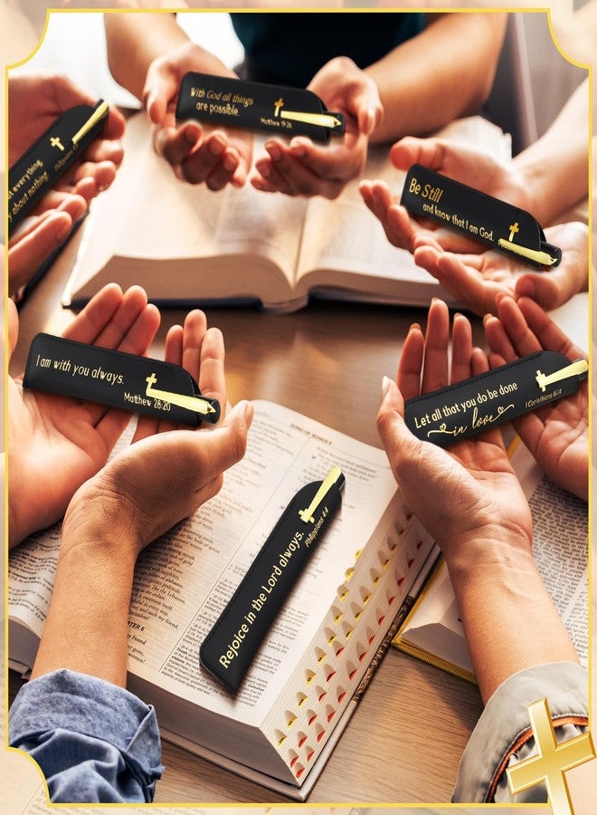 Spakon 15 Sets Social Worker Gifts Bulk for Church Bible Verse Ballpoint Pens with Religious Leather Pen Holder Sleeve for Women Men Church Sunday School Appreciation Gifts (Black) - Image 5