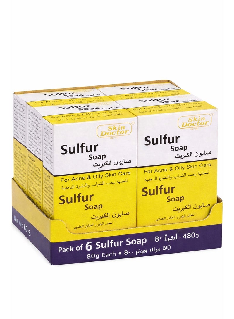 Skin Doctor Sulfur Soap 80g – Pack of 6 | Acne Treatment & Oil Control Bar | For Oily & Acne-Prone Skin - Image 1