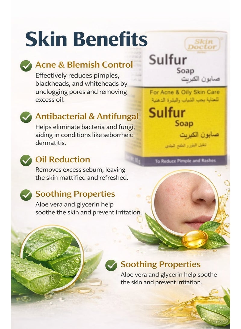 Skin Doctor Sulfur Soap 80g – Pack of 6 | Acne Treatment & Oil Control Bar | For Oily & Acne-Prone Skin - Image 4