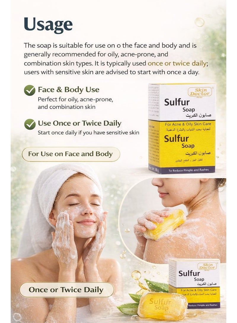 Skin Doctor Sulfur Soap 80g – Pack of 6 | Acne Treatment & Oil Control Bar | For Oily & Acne-Prone Skin - Image 5