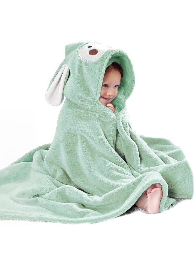 Baby Bath Towel with Hood 0-8 Years, Super Soft and Super Absorbent Bath Towel Gift for Toddlers, 140x80cm (Mint Green)