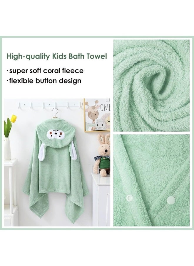 Baby Bath Towel with Hood 0-8 Years, Super Soft and Super Absorbent Bath Towel Gift for Toddlers, 140x80cm (Mint Green)