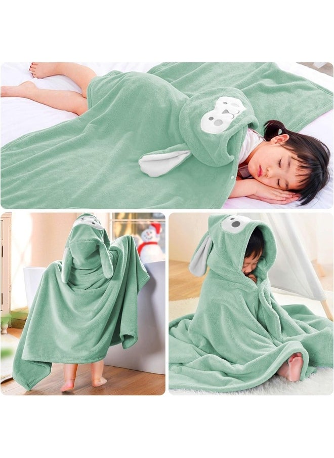 Baby Bath Towel with Hood 0-8 Years, Super Soft and Super Absorbent Bath Towel Gift for Toddlers, 140x80cm (Mint Green)