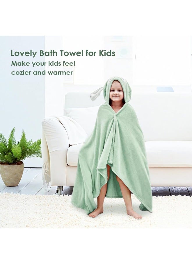Baby Bath Towel with Hood 0-8 Years, Super Soft and Super Absorbent Bath Towel Gift for Toddlers, 140x80cm (Mint Green)