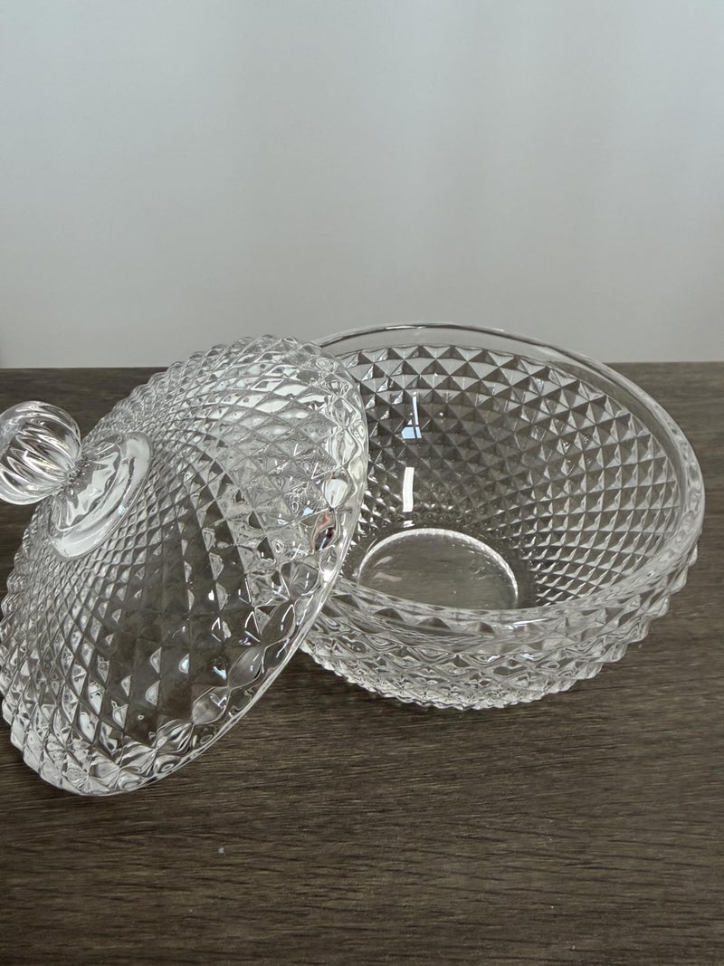 ccsxqy 21oz Glass Candy Jar with Lid | Large Clear Crystal Christmas Candy Bowl for Holiday Parties, Weddings & Home Decor - Image 5