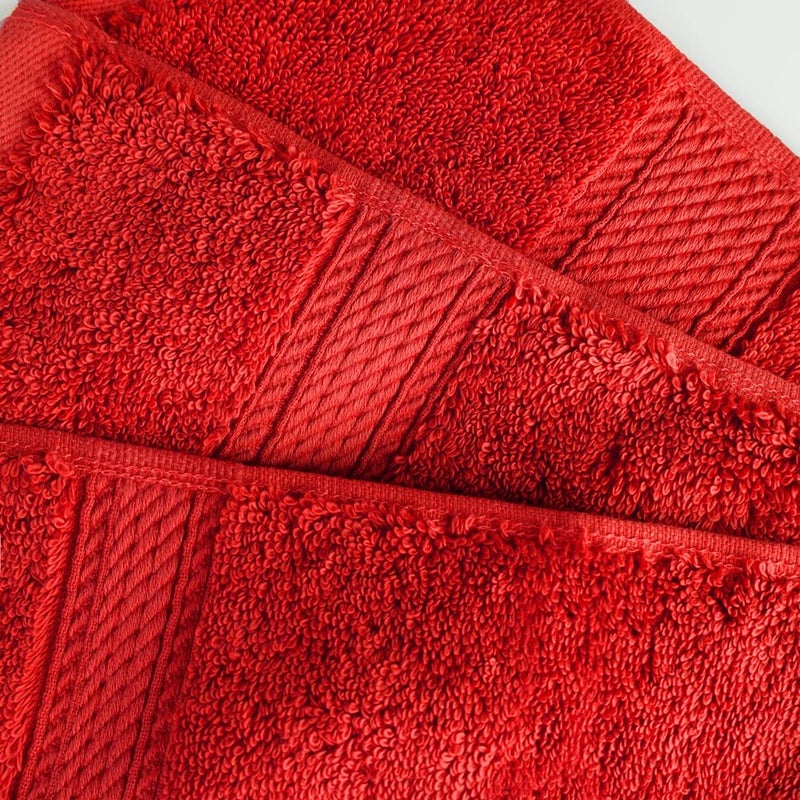 سوبيريور مجموعة مناشف القطن المصرية المتفوقة 6 قطعة تشمل 2 حمام 2 اليد 2 مناشف الوجه/مناشف غسيل فاخرة فاخرة سميكة أفخم أساسية ضيف حمام السبا الحمام الأحمر - Image 5