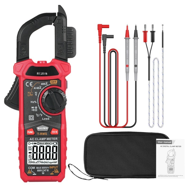 HABOTEST HT207B 4000 Counts Digital Clamp Meter Multimeter Handheld AC DC Voltage Current Voltmeter Diode Resistance Clamp Meter High-Precision Multifunctional Digital Display Clamp Meter - Image 1