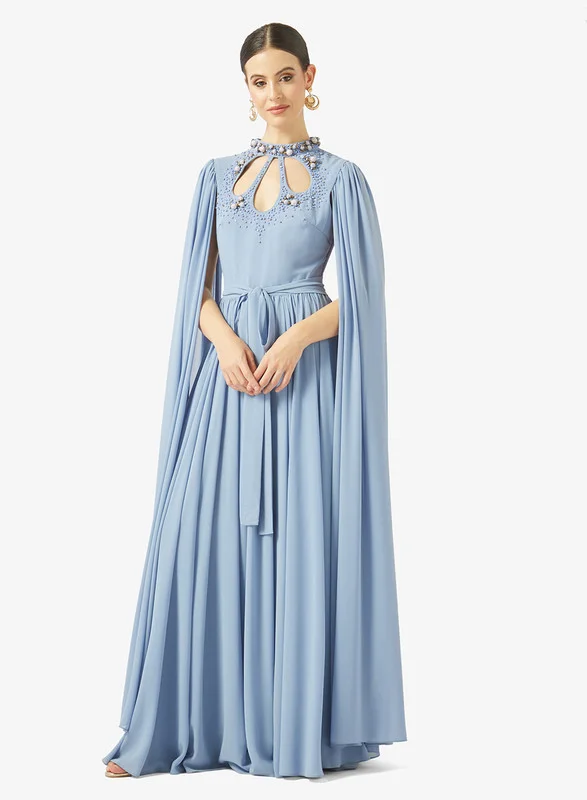 AINA Beaded Cutout Neck Tie-Waist Flow Gown
