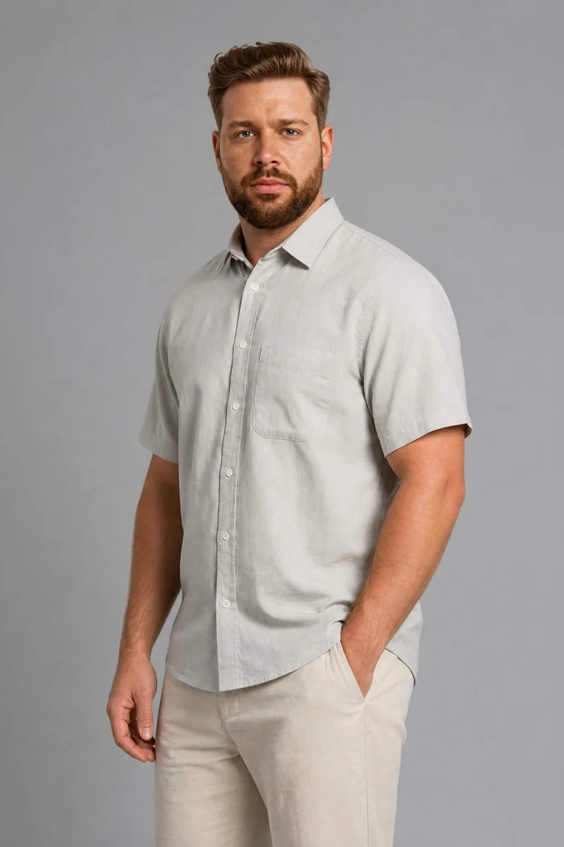 ديفاكتو Regular Fit Polo Collar Cotton Shirt