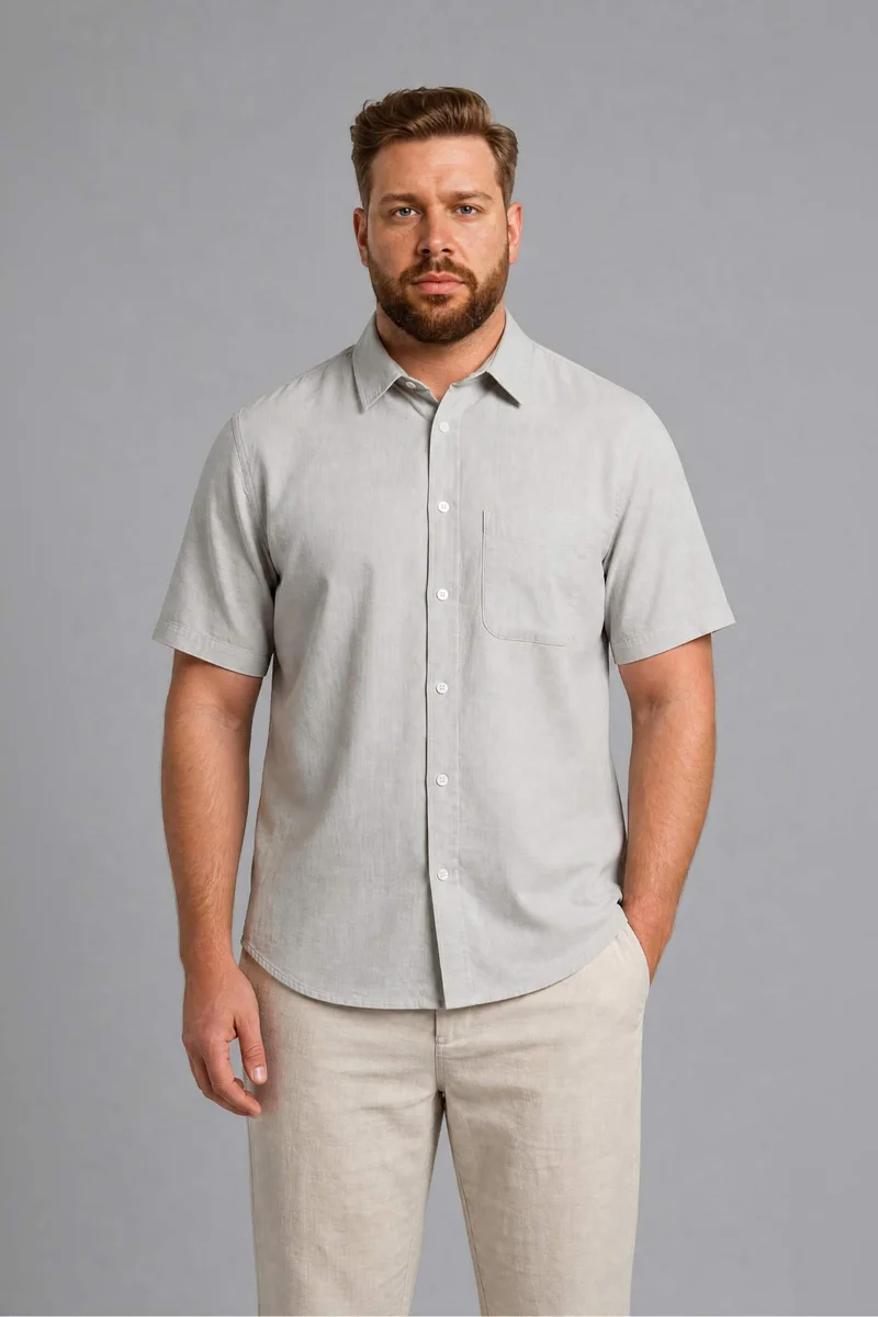 ديفاكتو Regular Fit Polo Collar Cotton Shirt