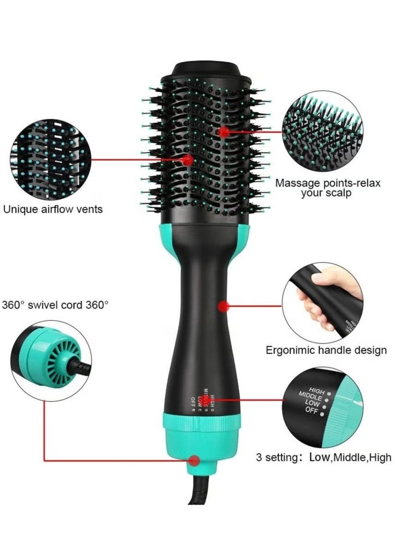 JAJEEK 3-in-1 One-Step Hot Air Hair Brush | Electric Straightener, Curler & Dryer Comb | Fast & Efficient Hair Styling Tool (Green) | Smooth, Shiny, Frizz-Free Hair - Image 3