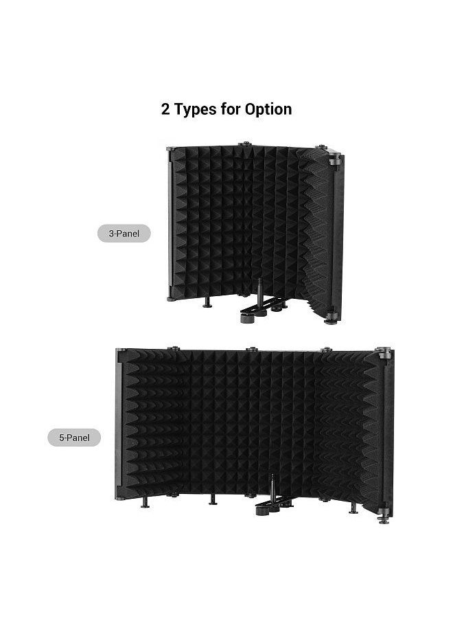 Microphone Isolation Shield Portable Tabletop Sound Absorbing Foam Reflection Filter Mic Soundproof Shield with 3/8-inch Female to 5/8-inch Male Screw Adapter