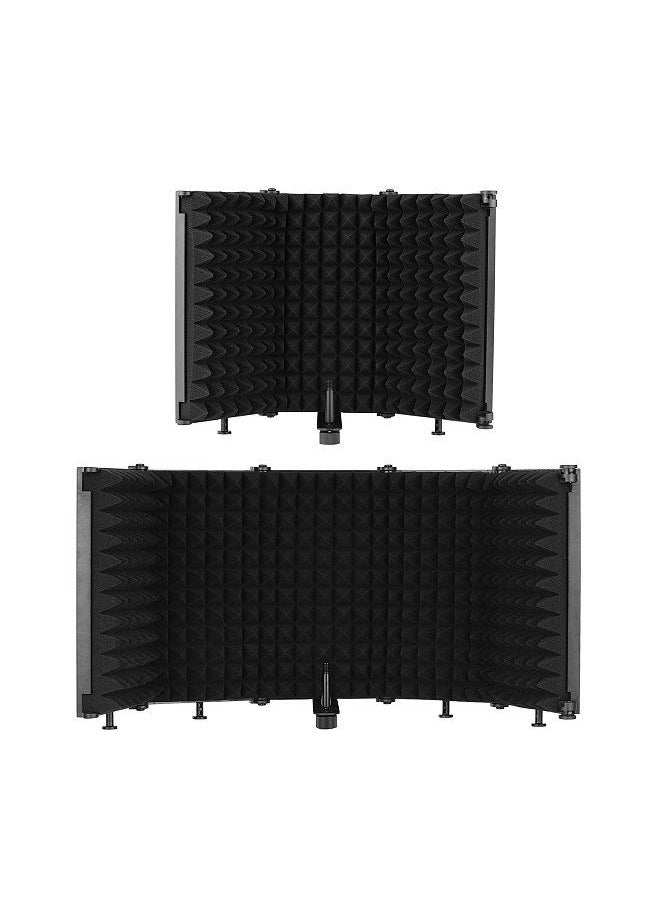 Microphone Isolation Shield Portable Tabletop Sound Absorbing Foam Reflection Filter Mic Soundproof Shield with 3/8-inch Female to 5/8-inch Male Screw Adapter
