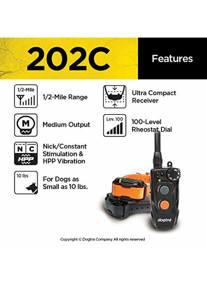 Dogtra 202C Remote Training E-Collar - 1/2 Mile Range - 2-Dogs System, Static, Vibration, Medium Output, Adjustable Levels, Waterproof, Electric Dog Collar for Basic Training of Small, Medium Dogs - Image 3