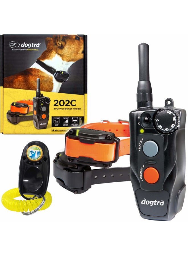 Dogtra 202C Remote Training E-Collar - 1/2 Mile Range - 2-Dogs System, Static, Vibration, Medium Output, Adjustable Levels, Waterproof, Electric Dog Collar for Basic Training of Small, Medium Dogs - Image 1