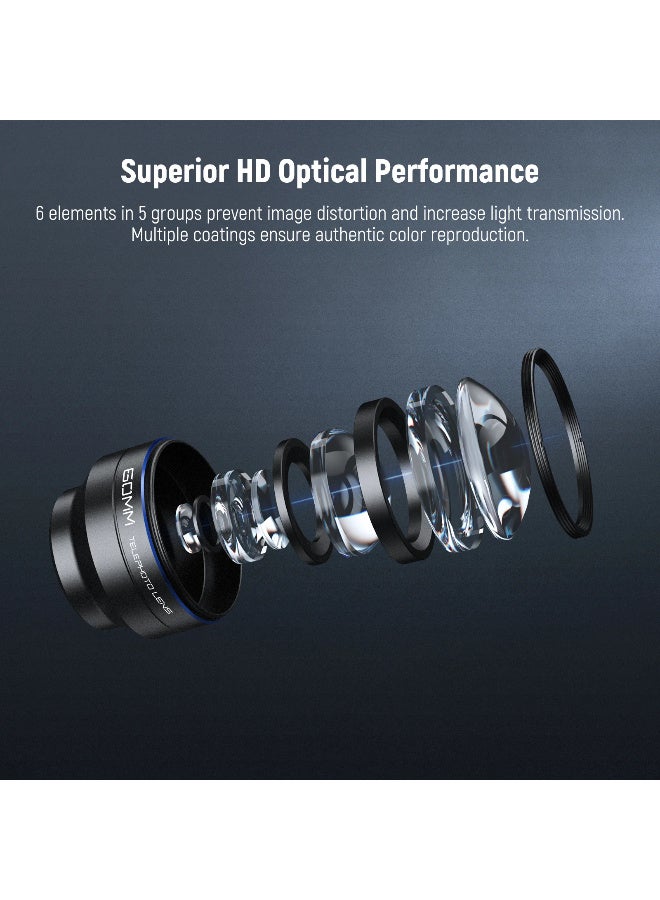 نيوير عدسة مقربة NEEWER LS-41 بطول بؤري ‎60mm مع مشبك عدسة ‎17mm ومحلق لتركيب فلتر ‎67mm - Image 4
