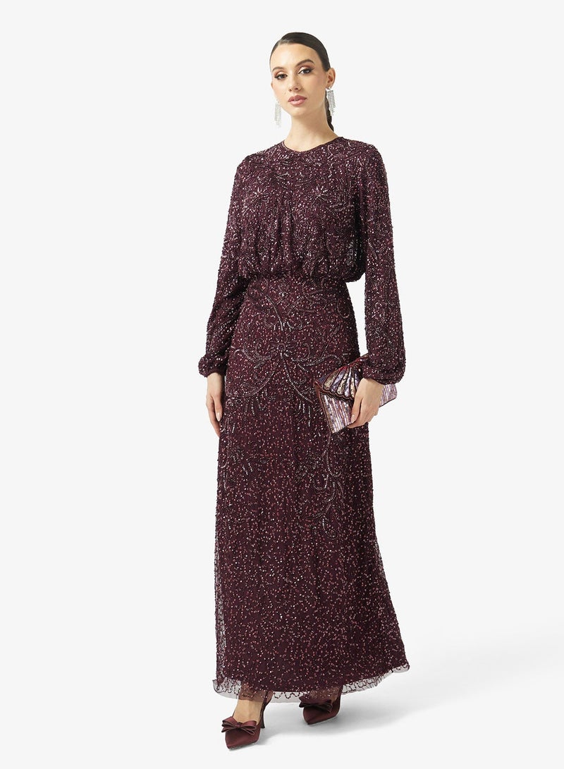 MARYISA Elegent Sequin Long Sleeve Maxi Dress - Image 5