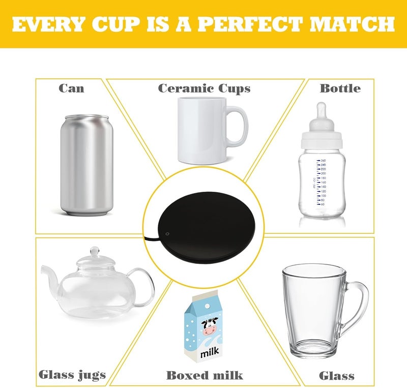 tinshow Coffee Mug Warmer USB for Desk Tea Coffee Milk Cups Mugs Smart Electric Beverage Warmer Coaster Drink Mug Cup with LED Backlit Display for Home Office Heat Plate USB Heating (Black) - Image 4