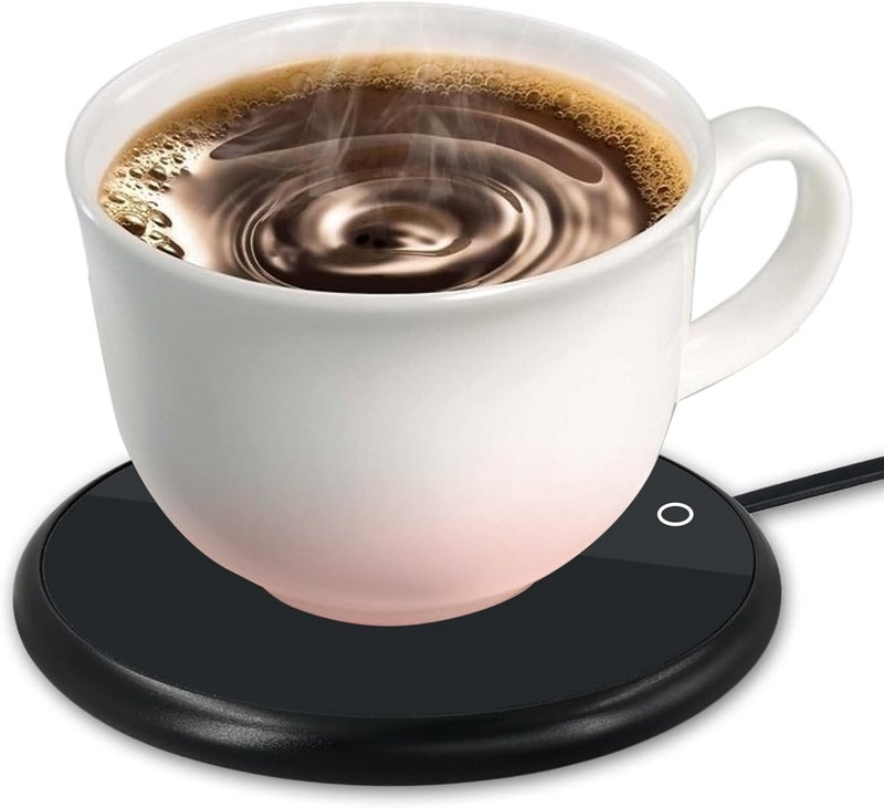 tinshow Coffee Mug Warmer USB for Desk Tea Coffee Milk Cups Mugs Smart Electric Beverage Warmer Coaster Drink Mug Cup with LED Backlit Display for Home Office Heat Plate USB Heating (Black) - Image 1