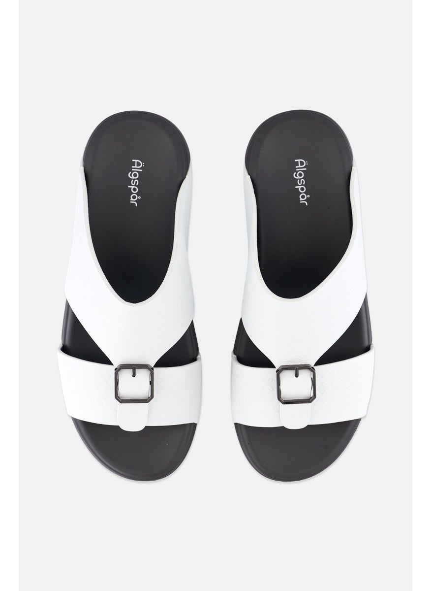 Algspar Men 2 Strap Slip On Arabic Sandals, White  - Image 3