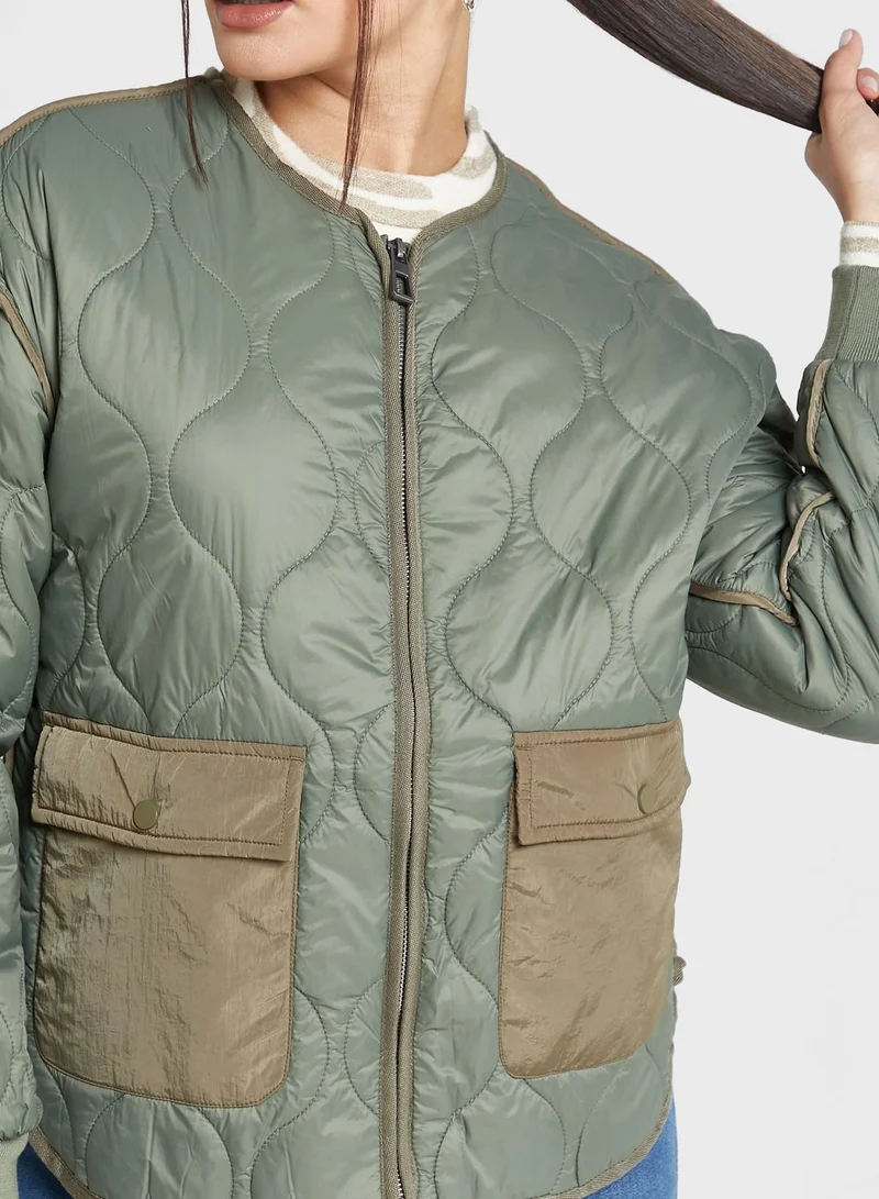 ONLY Color Block Quilted Jacket